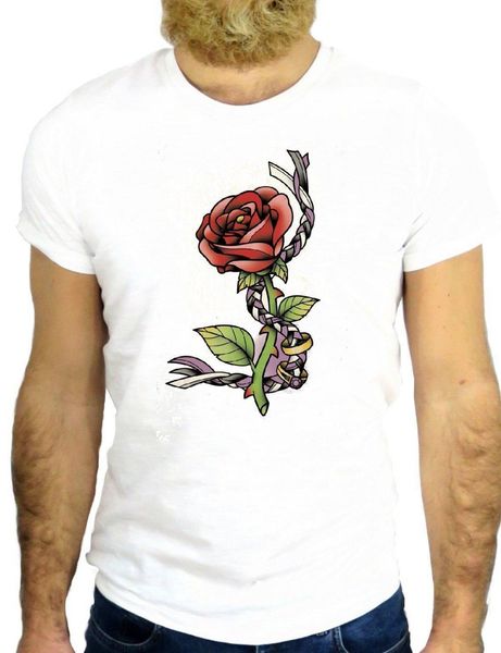 

sport summer the new fashion for short sleeve rose tattoo tatuaggio rose flower sailor cool nice vintage rockharajuku funny tee shirts