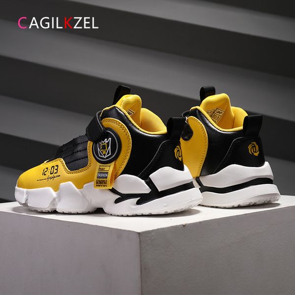 

cagilkzel 2020 autumn children comfortbale sports for fashion casual basketball boys sneakers kids shoes, Black