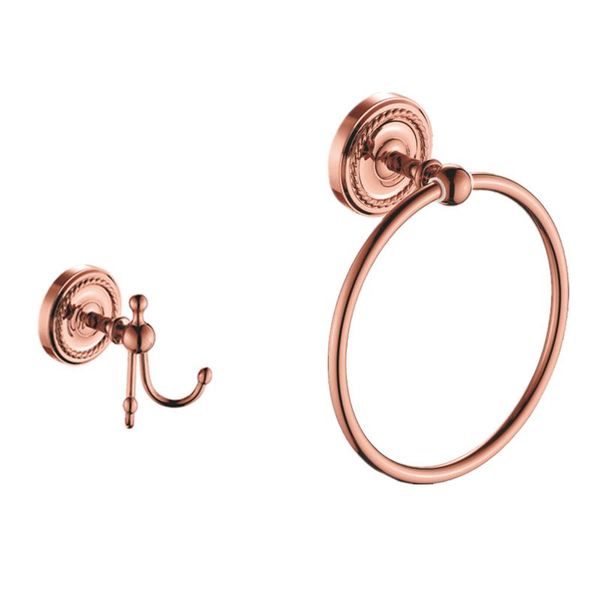 

2 pcs rose gold brass towel ring toilet paper holder polished coat hook wall mounted robe hook bathroom accessories set yxlwmq xhhair