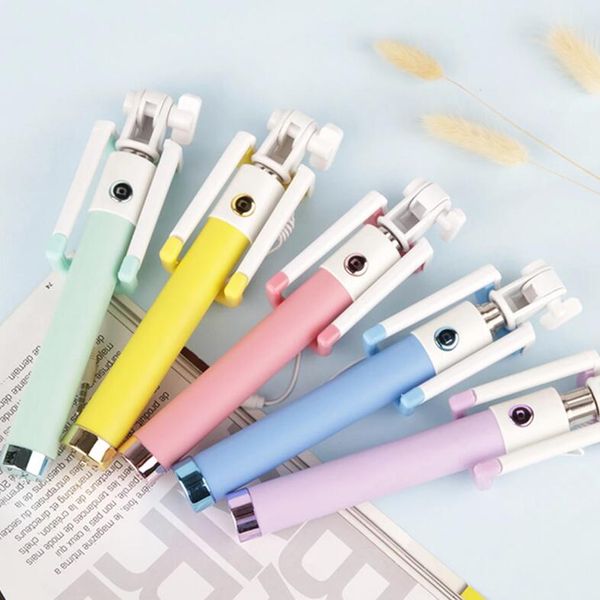 

mini selfie stick with button wired silicone handle monopod universal for iphone 6 5 android samsung huawei xiaomi sticks