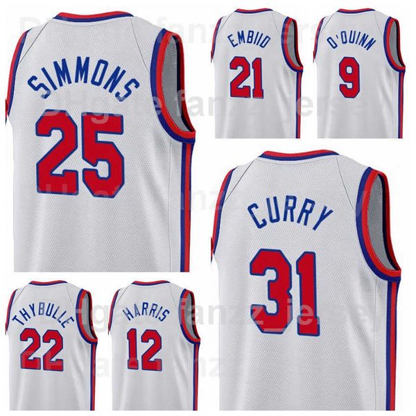 

screen printed basketball tobias harris jersey 12 joel embiid 21 ben simmons 25 seth curry 31 shake milton 18 furkan korkmaz 30 blue white, Black;red