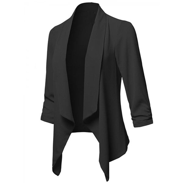 

style lady solid open front cardigan long sleeve blazer casual women jackets office coat women blazers plus size s-5xl#j31, White;black