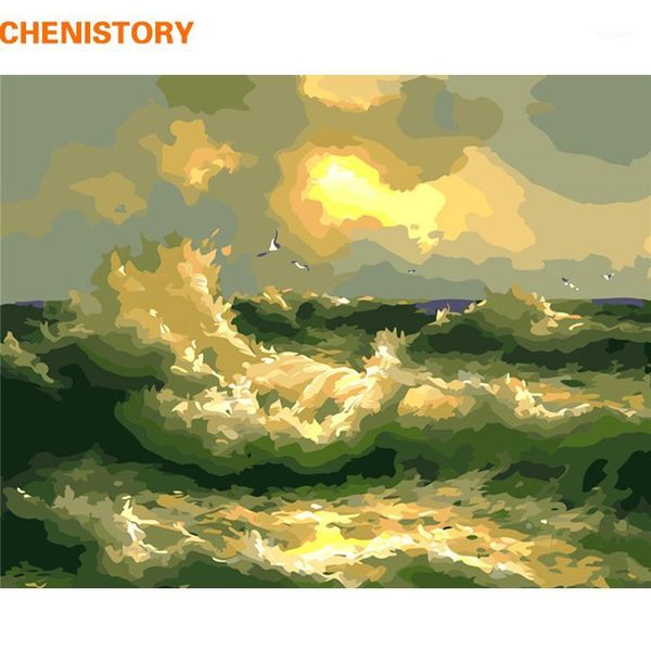 

paintings chenistory wave 60x75cm frame diy painting by numbers modern wall art picture coloring number handpainted for home decor gift1