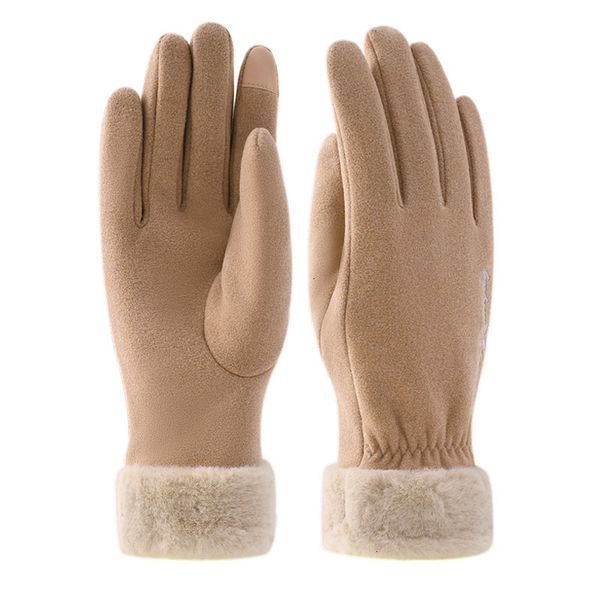 

autumn and women's wool mouth warm thickened riding driving winter fashion heating gloves, Blue;gray