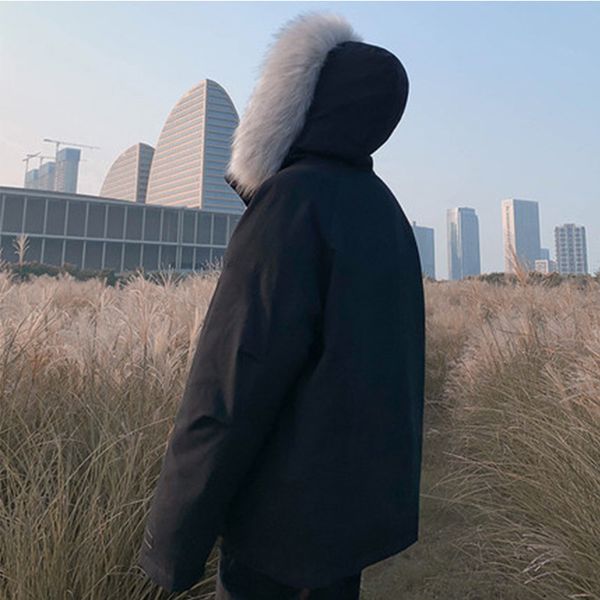 

wolf fur men winter jacket mens travel parka down jacket long parka puffer coats warm jaqueta outwear winterjacke doudoune femme sweden, Black