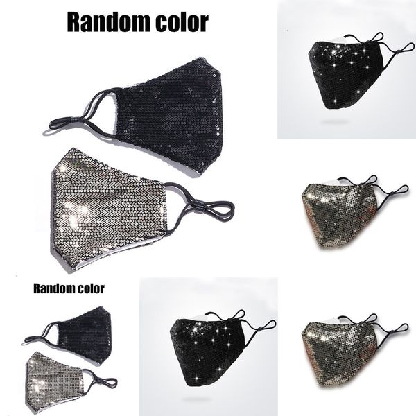 

washable factorynnymreusable fashion pm2.5 bling mask 3d care shield sun color gold elbow sequins shiny face cover mount masks anti