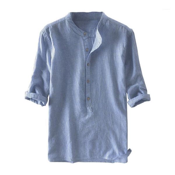 

feitong cotton linen shirt men 2020 summer autumn half sleeve shirt mens casual shirts stretch breathable shirts1, White;black