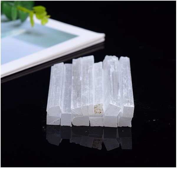 

natural white selenite crystal stick chips gypsum quartz rough minerals reiki specimen point healing stone home decora jllydq, Black