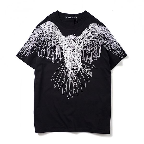 

men 2021 new high line eagle bird hip shirts skate street cotton t-shirts kenye # n274 1 57k0, White;black