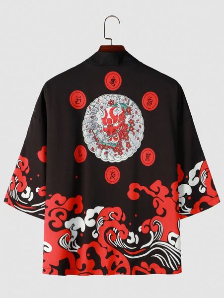 

men halloween print kimono b60j#, White;black
