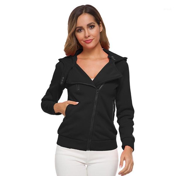 

gym clothing skateboard hoodie fashion lapel solid color zipper coat hooded oblique hoodie1, White;black