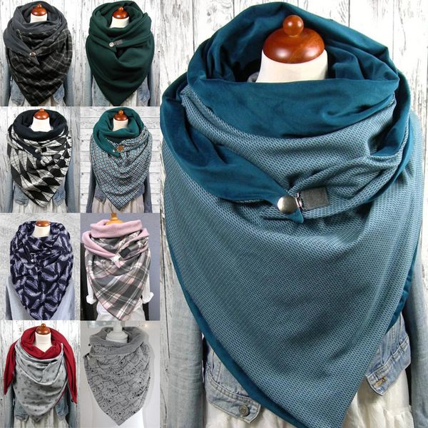 

new fashion winter solid dot printing button soft wrap casual warm shawls scarf women cashmere scarves