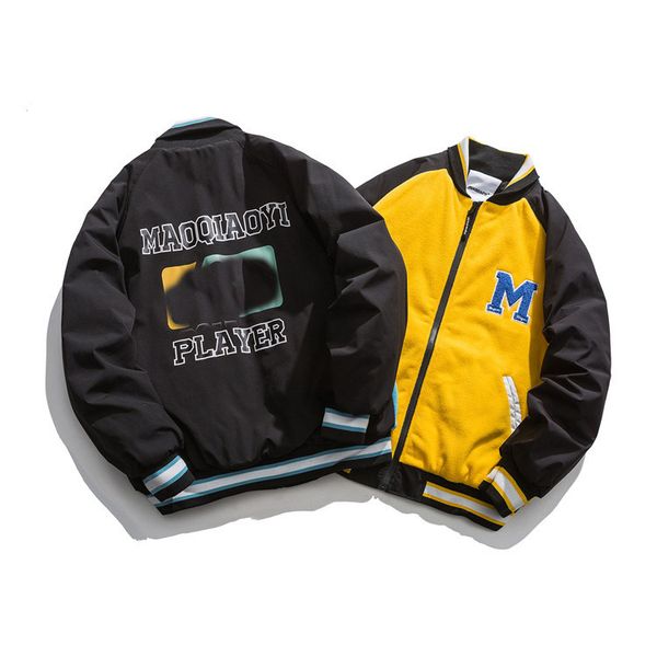 

2020 winter new men's baseball collar cotton padded jacket color-blocking padded jacket size m-xxl, Black