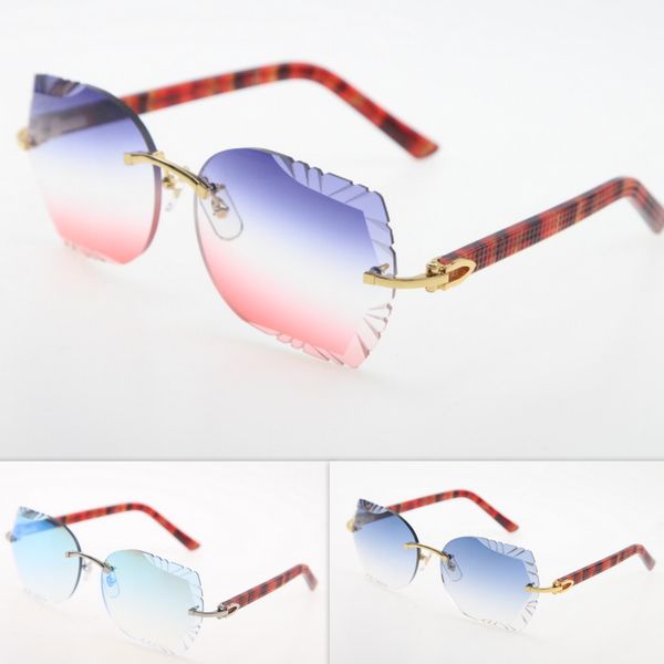 

rimless sunglasses gold metal mix plaid plank sunglasses male and female new rimless glasses triangle lens sunglasses cat eye eyewear, White;black