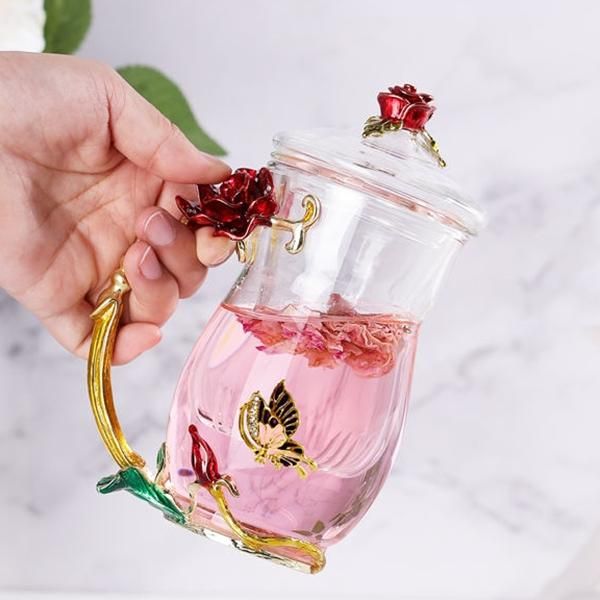 

творческая индивидуальность чашки эмаль цвет стекло кубка чайных чашки кофе мода мужчины и женщин цветок кубков давать чайное ситечко bbyowl