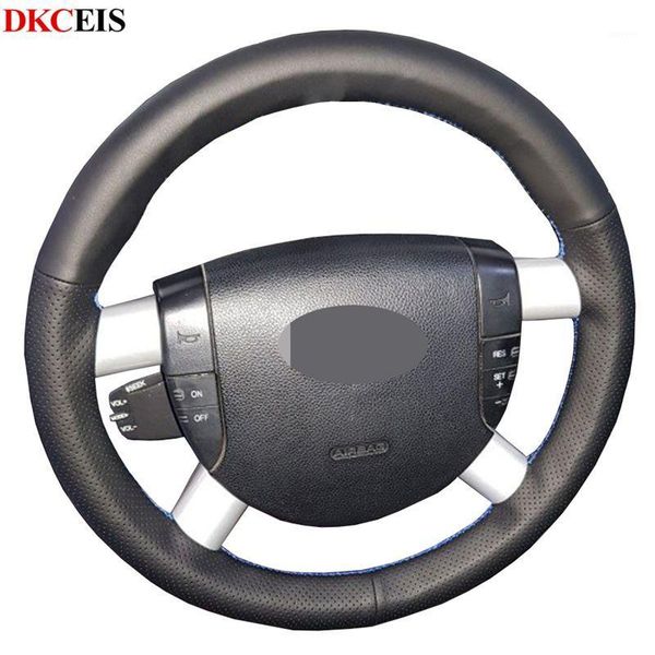 

diy hand-stitched black pu artificial leather car steering wheel cover for mondeo 3 2006 2005 2004 2003 20021