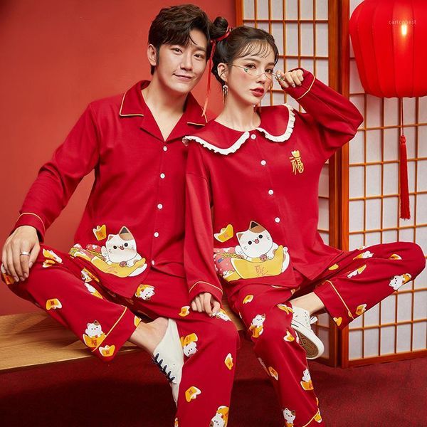 

men's sleepwear winter warm thick cotton women pajamas long-sleeved cardigan kawaii cartoon cats couple fashion sleepwear1, Black;brown