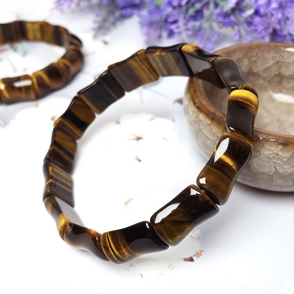 

vgc0k xingyu natural crystal tiger fine stone bracelet braceletbracelet braceletyellow string eye stone h row bamboo hand tiger men's a, Golden;silver