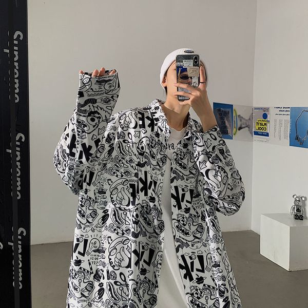 

2021 new long spring and fresh autumn flower shirt size m-5xl wild fashion youth male campus f0wc, White;black