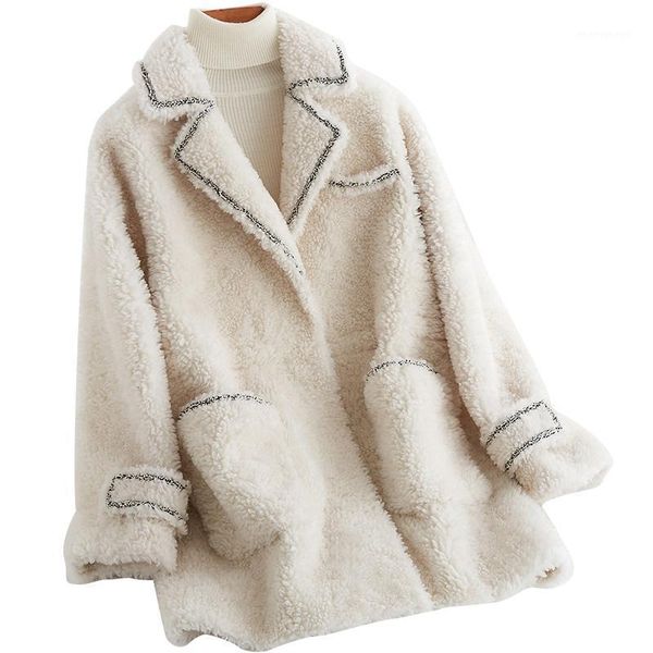 

women's fur & faux shearing fashion sheep coat 100% korean thicken soft warm wool female jacket women coats ropazjt3801, Black