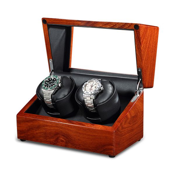 

auto wooden lacquer piano glossy black carbon fiber double winder box quiet motor watch storage display case