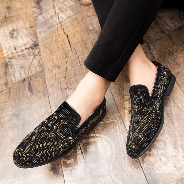 

new cool youth fashion personality diamond men's shoes designer pu leather shoes men's sports suit, Black