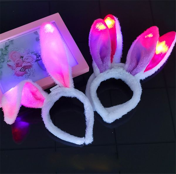 

plush glow rabbit ear glitter sequin rabbit ear headband concert party children's toys christmas decoration party hats ing