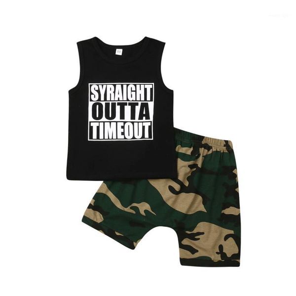 

clothing sets 0-24m infant born baby boy cotton t-shirt vest+camo pants outfit summer clothes set1, White