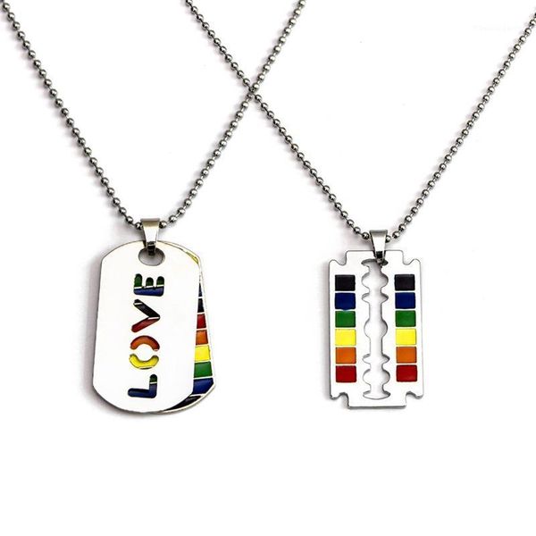 Кулон ожерелья 2021 Мода из нержавеющей стали гей гордость любовь радуга лесбийские подвески из бисера колье для женщин мужчин ювелирные изделия1