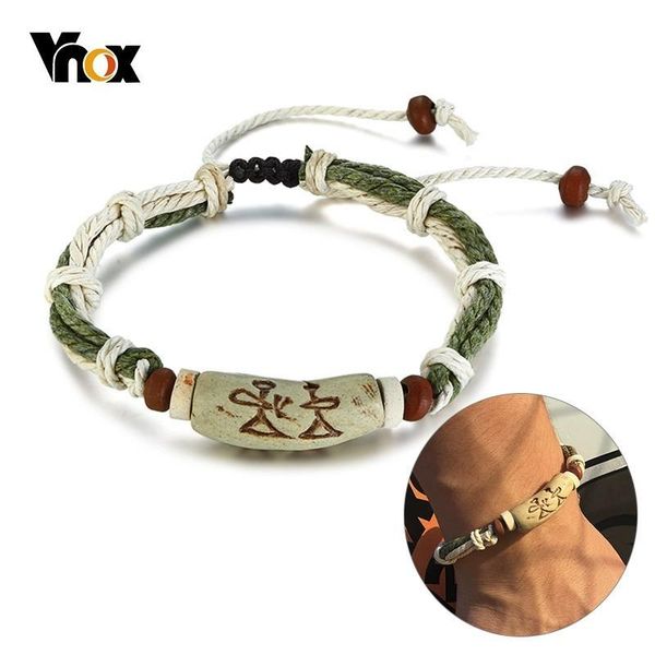

vnox adjustable rope handmade bracelets for women men wood beads original mori girl style pulseira holiday ornaments, Black