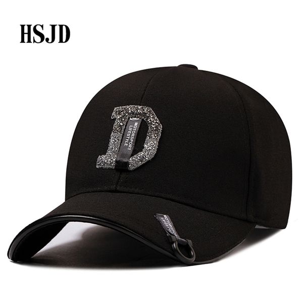 

summer new women diamond letter d rhinestone baseball caps for lady female adjustable hip hop fashion shiny snapback hats y200714, Blue;gray