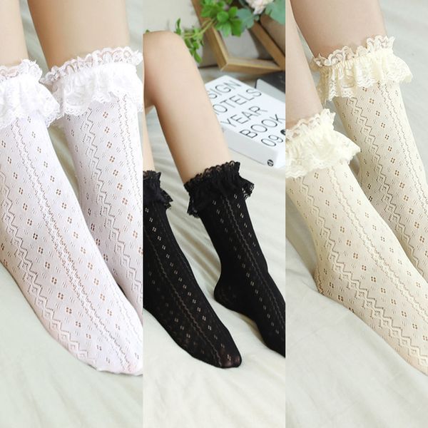 

medium stockings pile stockingssocks and stockingswomen's summer lolita lolita medium stockings lace pile lace stockingssocks and stock, Black