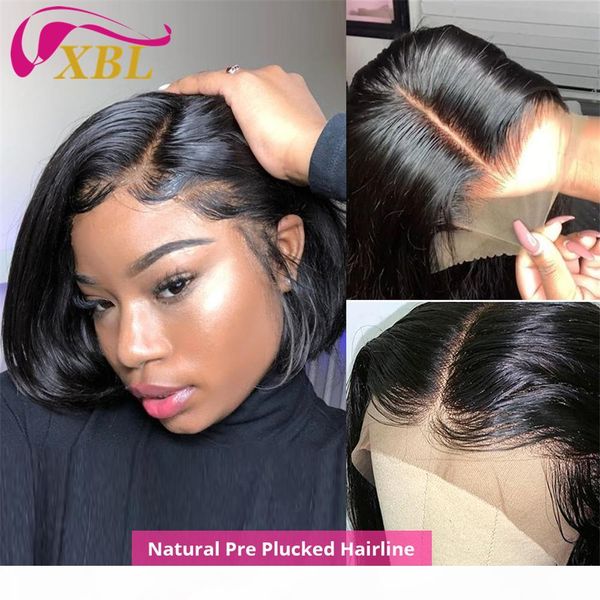 

short bob human hair wigs for black women 150% density brazilian straight bob lace front human hair wigs pre-plucked with baby hair, Black;brown