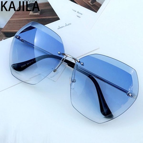 

ladies rimless oversized sunglasses square metal frame shades sun glasses for women vintage brand designer zonnebril dames