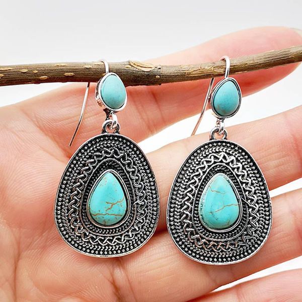 

Fashion Vintage Court Earrings Classic Luxury Lady Stone Drop Earrings Jewelry for Women Party Best Gift, Silver
