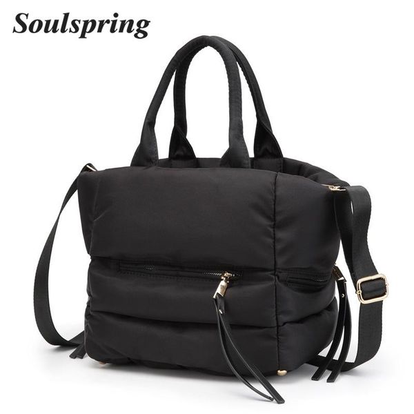 

новая натуральная кожа зимняя сумка женщина хлопок сумка пуховые проложенный дамы перо мягкий мешок плеча женщин bolsos mujer