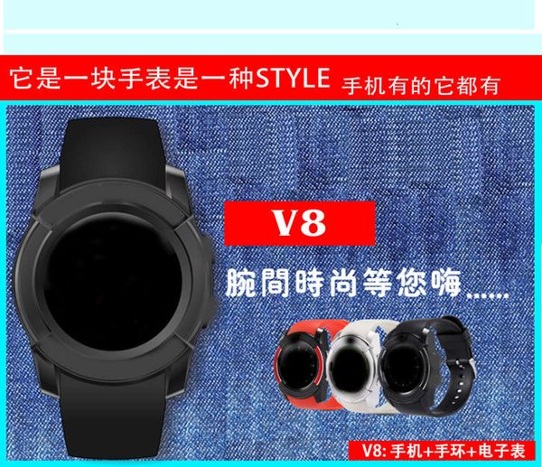 

v8 smart fashion card bluetooth phone round screen watch