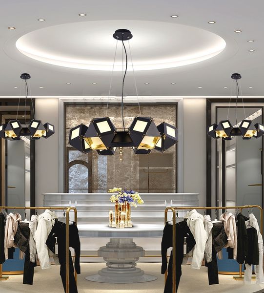 

nordic постмодернистской полигональные привело люстра гостиной отеля коммерческие подвесные светильники ресторан светодиодные подвесные свет