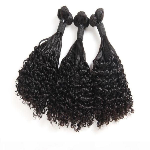 

funmi hair aunty curly wave hair extensions brazilian grade unprocessed human hair 3 bundles natural black color 8-18inch