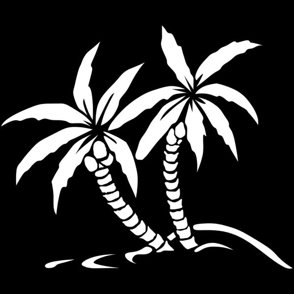 

car stickers palm tree stickers decoration accessories decals creative waterproof sunscreen black/white,18cm*15cm
