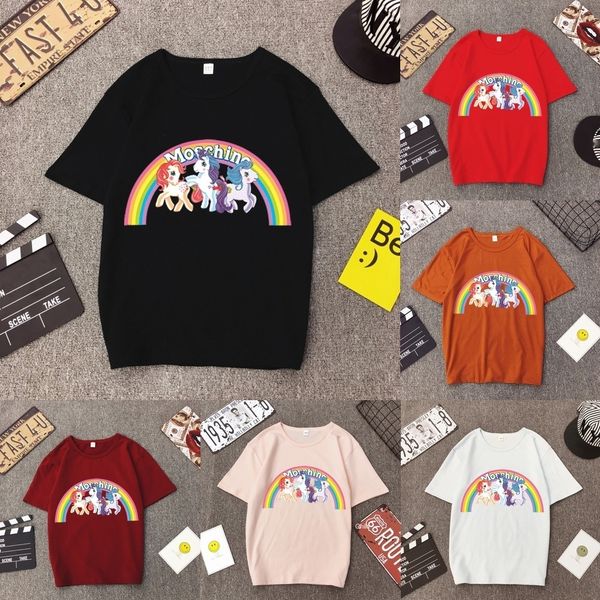 

onjn6 2020 летних женщин короткий рукав мультфильм радуги underpantsunderpants потерять негабаритный база пальто 2020 лета короткий новый но, White