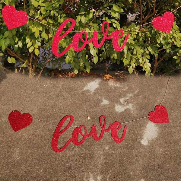 

l3jhl shining pink pull letter hanging flag love proposal pulling flag valentine's day confession pull decoration paper pulling flower