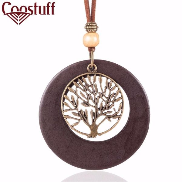 

2020 new choker necklaces women statement necklaces & pendants life tree wooden pendant long woman necklace collares mujer colar, Silver