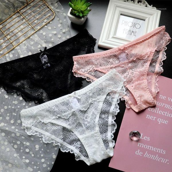 

women's panties missnanda girls underwear transparent lace ladies low waist cotton stall size1, Black;pink