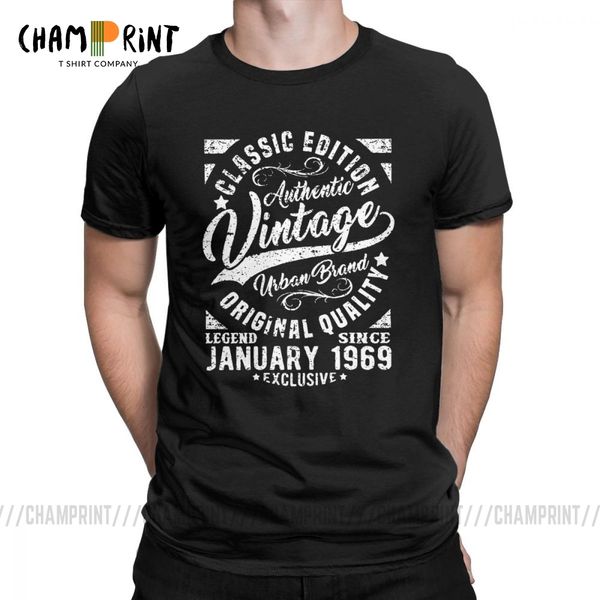 

vintage since january 1969 50 years old 50th birthday gift t shirt t shirt round neck funny new arrival sport hooded sweatshirt hoodie
