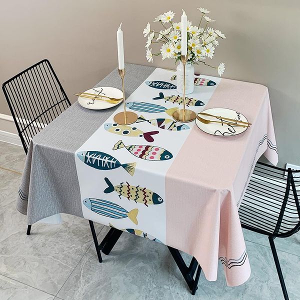 

cartoon fish leatherwear tablecloth living room dining table decorative tablecloth waterproof oil resistant
