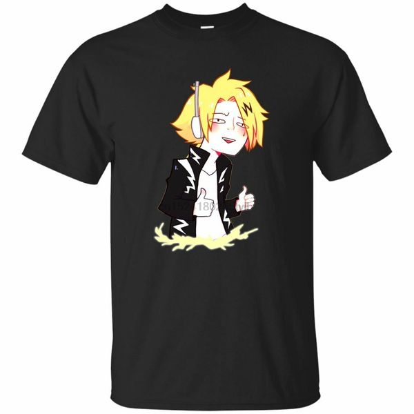 

color black t-shirt kaminari denki my heroes academia short sleeve size s-3xl sport hooded sweatshirt hoodie