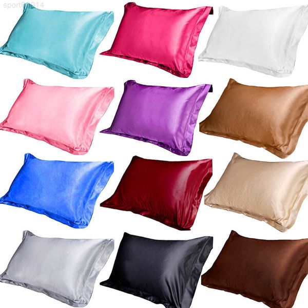 

urijk smooth emulation ice bedding pillowcase solid color simulation silk single pillow case soft satin multicolor 48x74cm