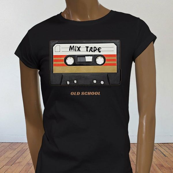 

clean mix tape old school retro music cassette womens black t-shirt sport hooded sweatshirt hoodie