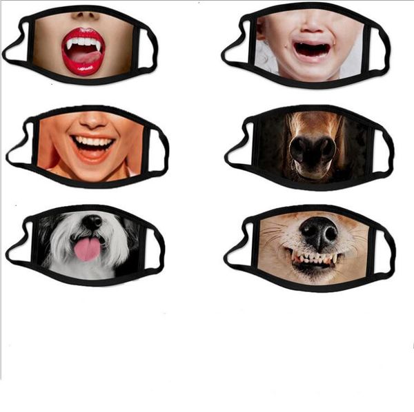 

animal cat 3d cover dog funny printed mask fashion face shield washed reusable dustproof masks for men and women lsk956